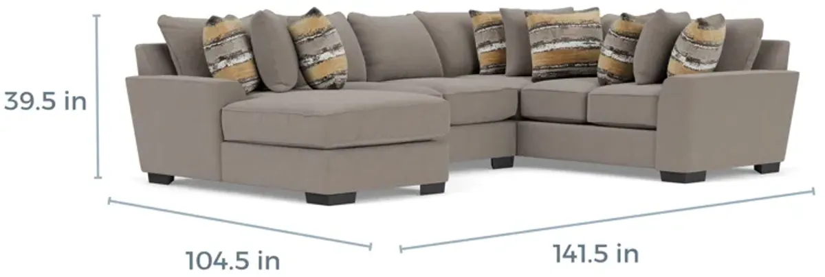 Oracle Tux Loveseat Chaise Sectional in Cooper Platinum, Left Facing