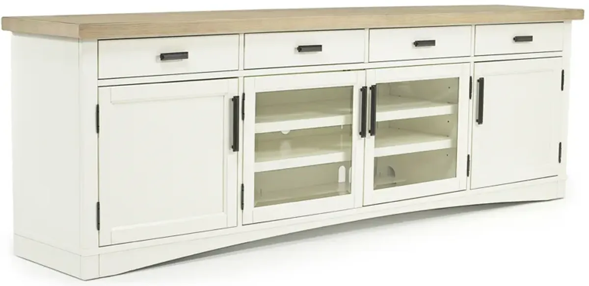 Americana Media Console in White, 92 Inch