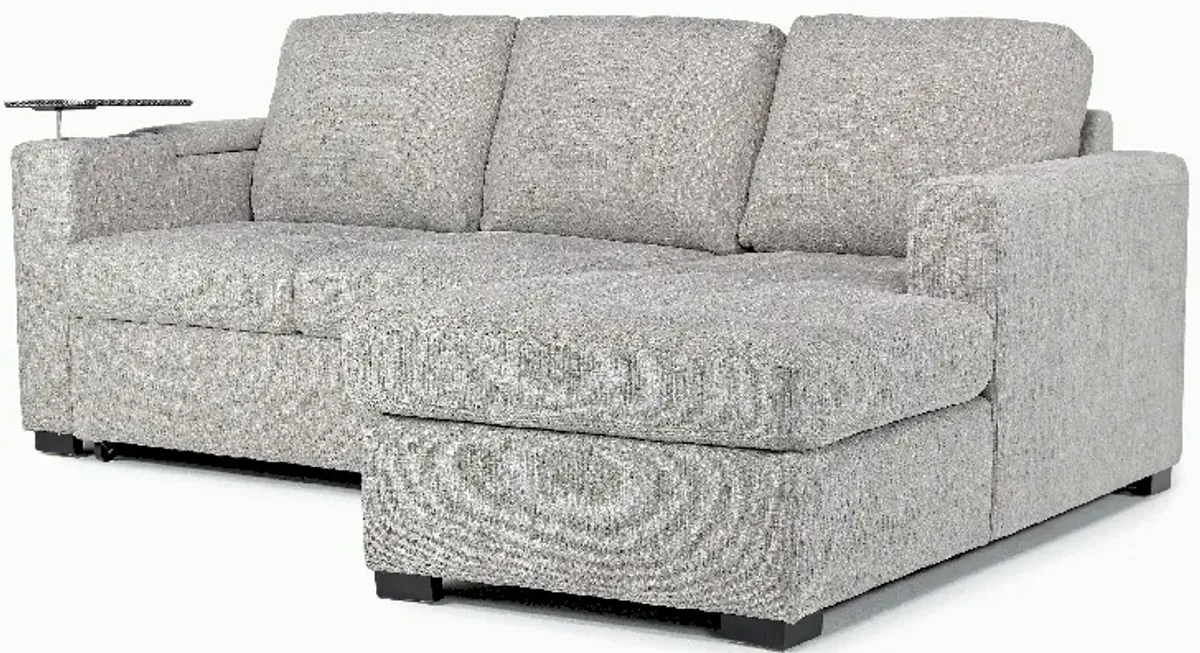 Luigi Full Pullout Sofa Chaise in Gray, Right Facing