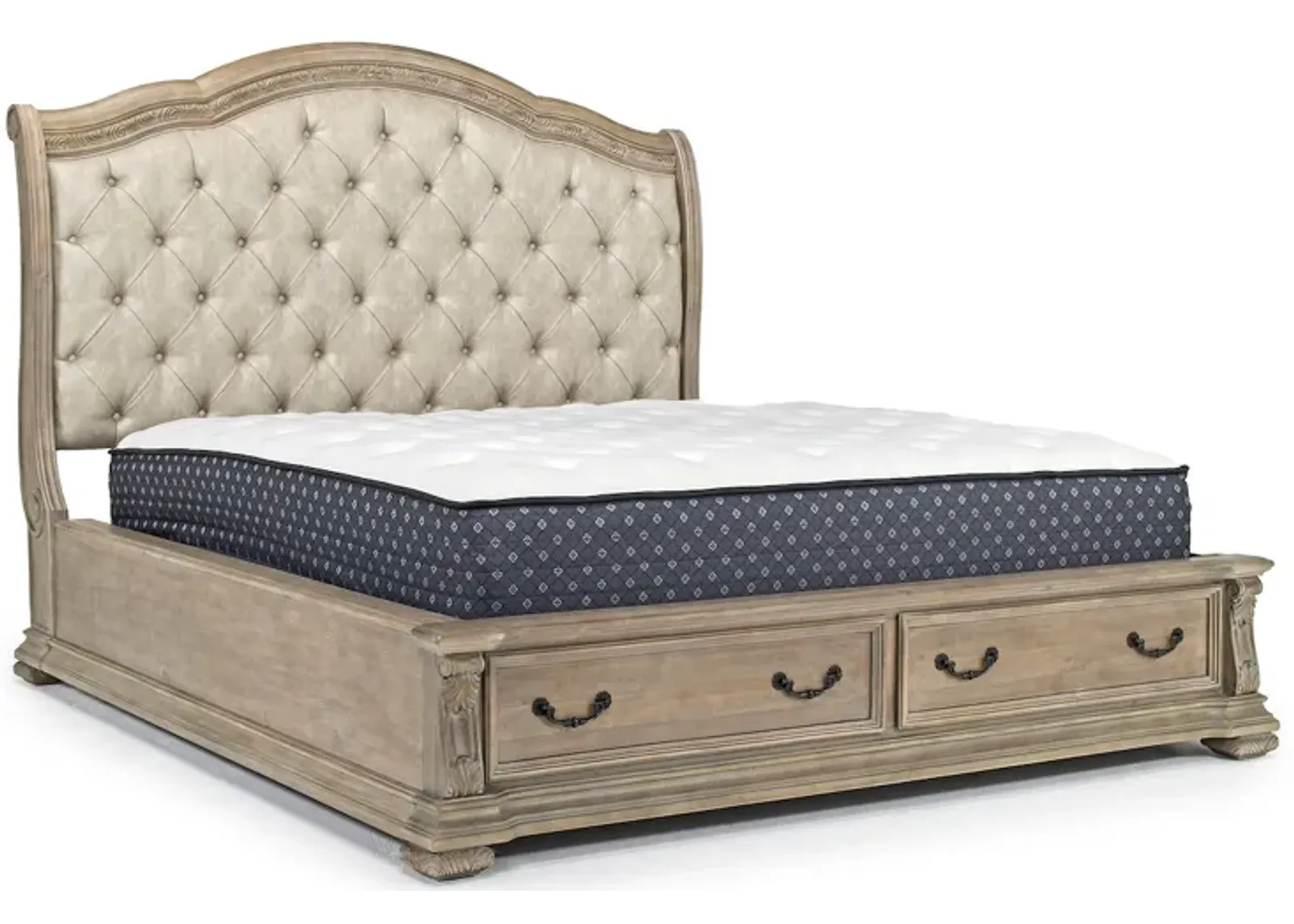 Durango Upholstered Sleigh Bed w/ Storage in Fawn, CA King