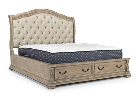 Durango Upholstered Sleigh Bed w/ Storage in Fawn, CA King