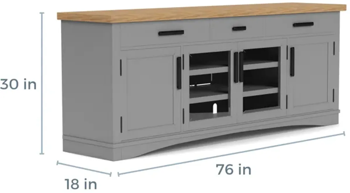 Americana Media Console in Gray, 76 Inch