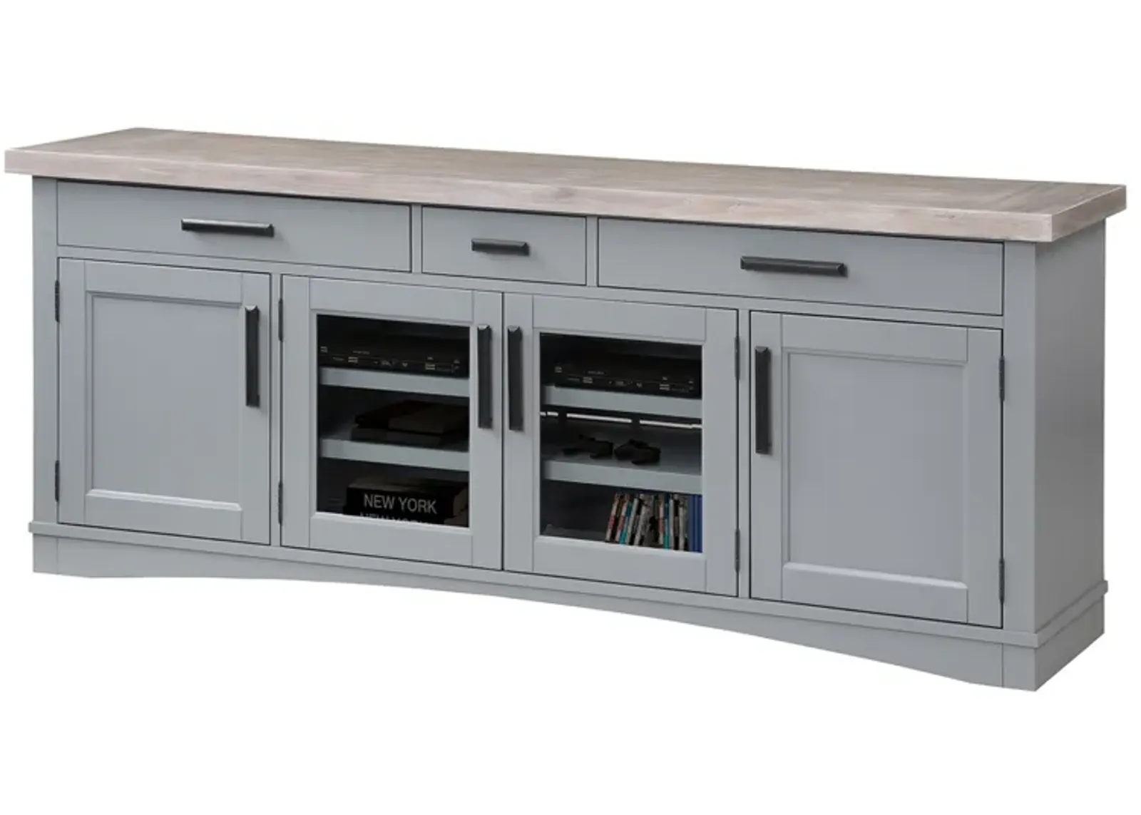 Americana Media Console in Gray, 76 Inch