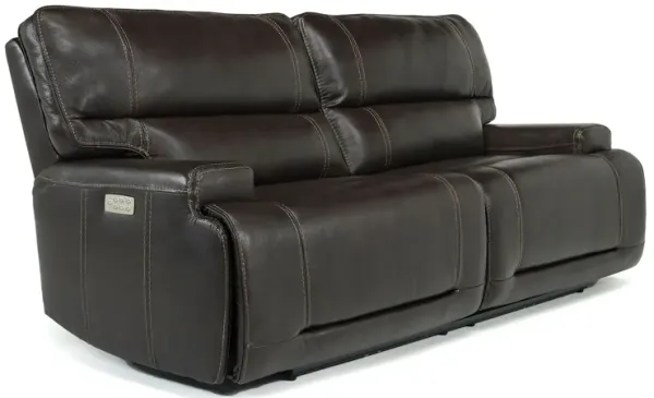 Oslo 3 Power Sofa in Dark Brown Leather