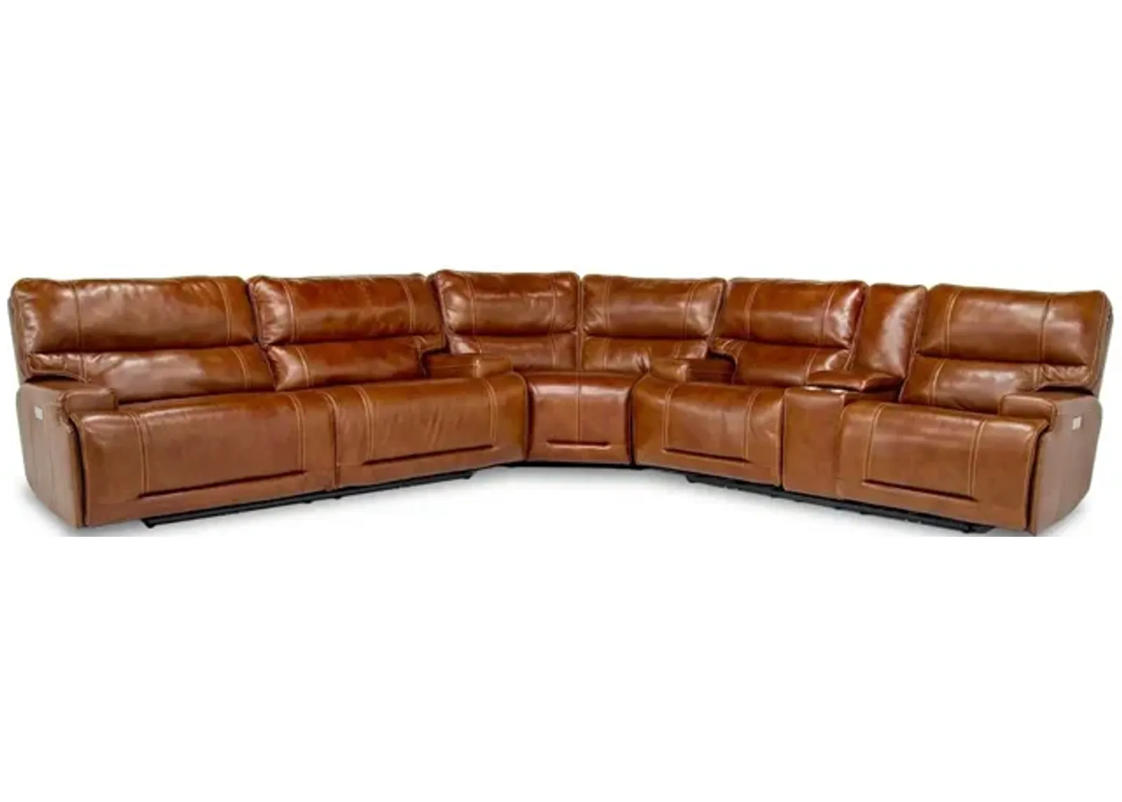 Oslo 3 Piece 3 Power Sectional in Brown Leather