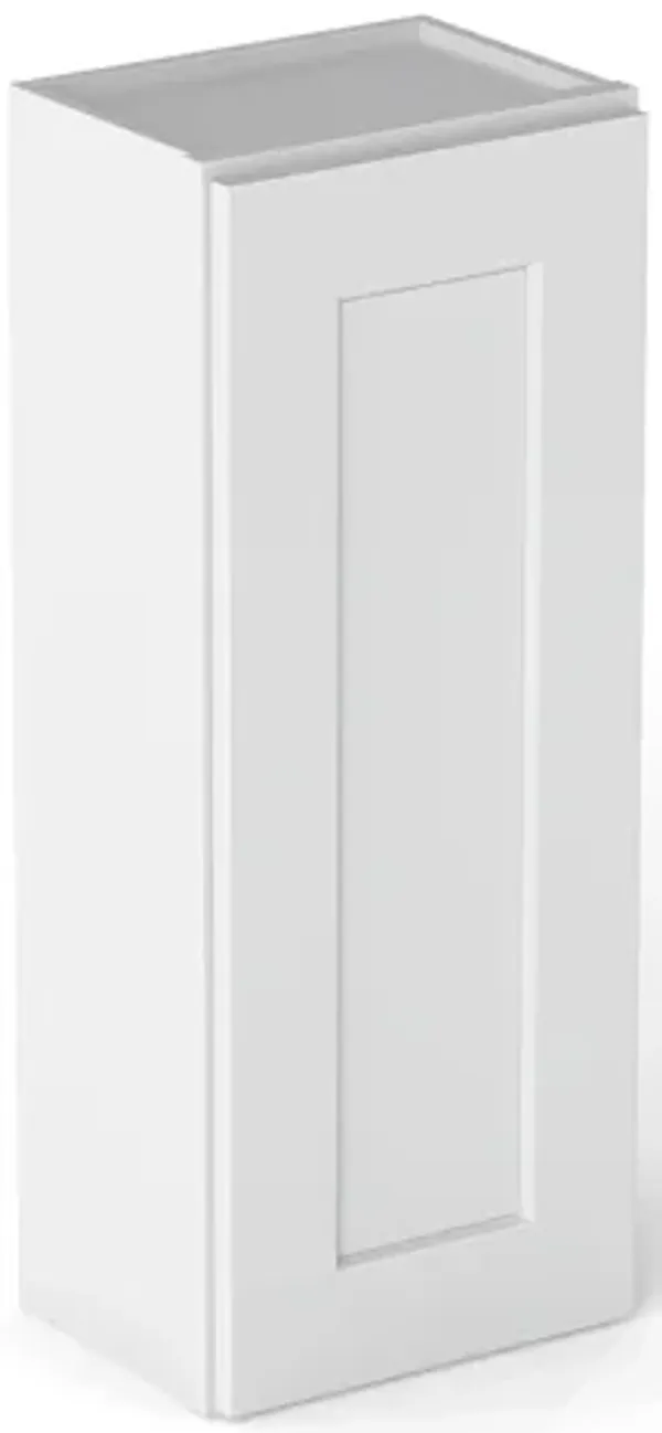 Elegant 1-Door Wall Cabinet w/ 2 Shelves in White, 9in x 30in