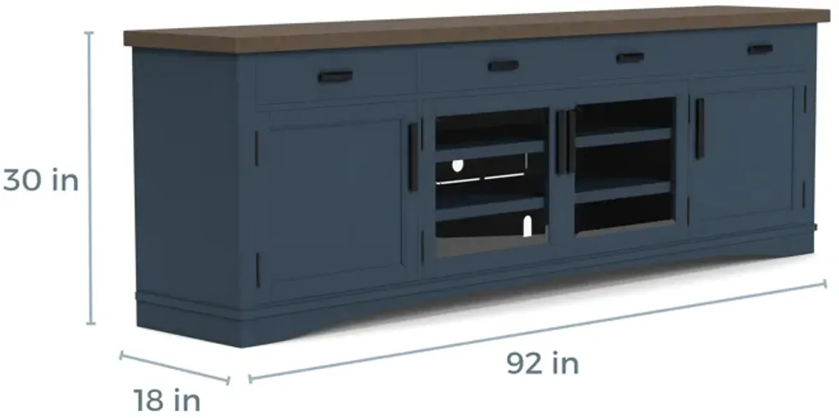 Americana Media Console in Blue, 92 Inch