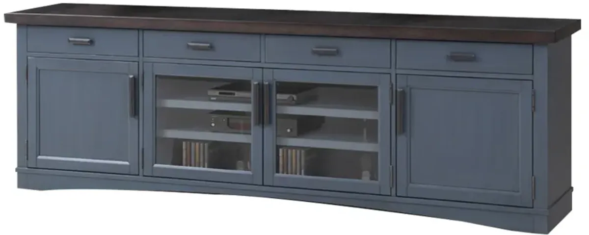 Americana Media Console in Blue, 92 Inch