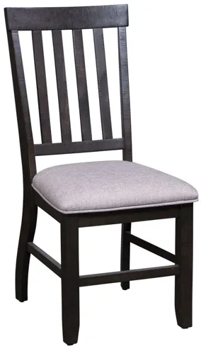 Stone Side Chair in Charcoal, Upholstered Slat