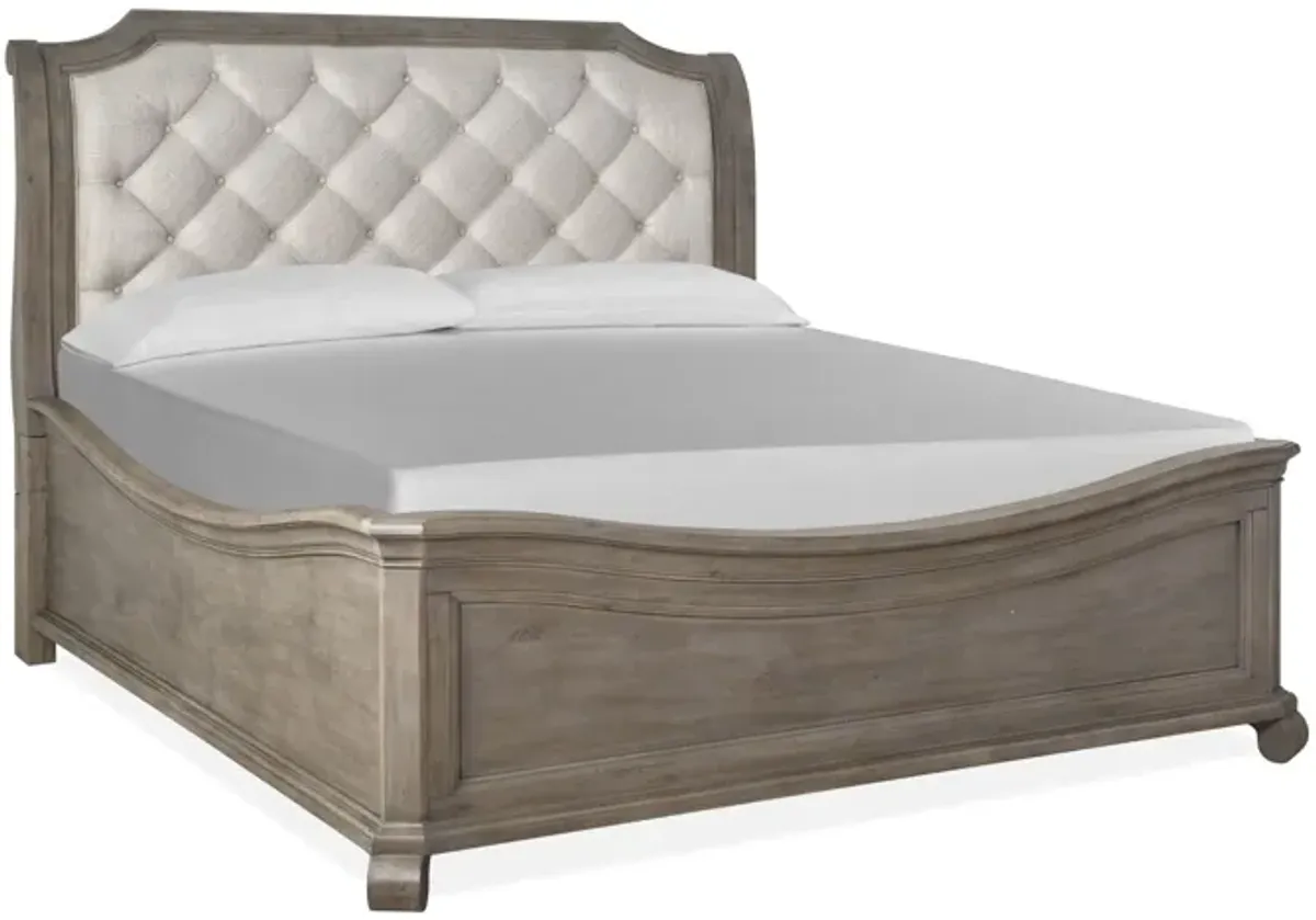 Bellamy Sleigh Bed in Light Gray, Eastern King