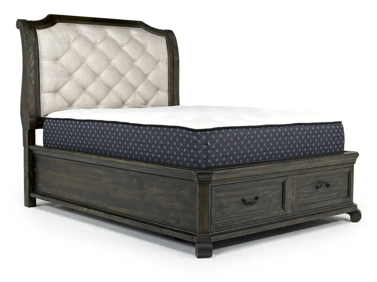 Bellamy Sleigh Bed w/ Storage in Charcoal, Eastern King