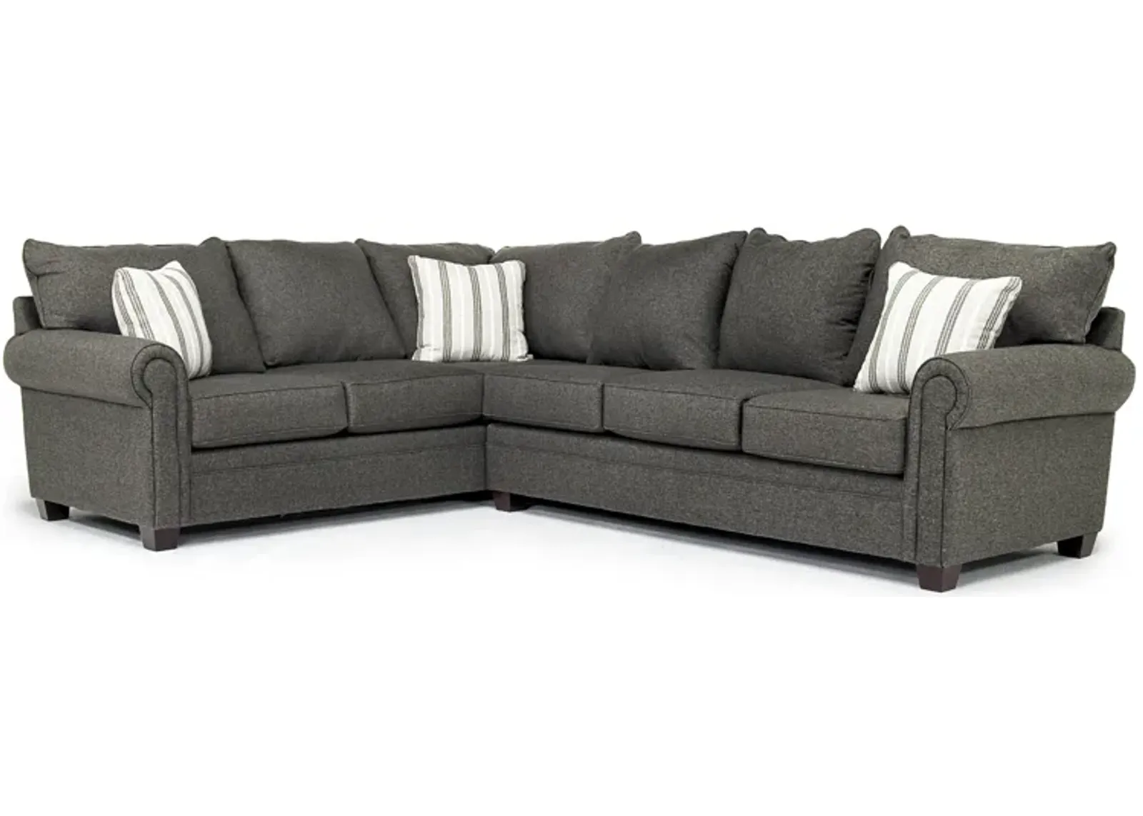 Cordoba Tux Sofa Sectional in Splash Charcoal, Right Facing