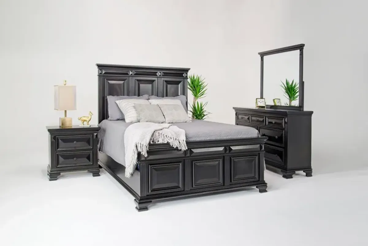 Calloway Panel Bed, Dresser & Mirror in Espresso, Full