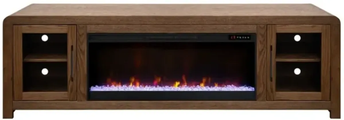 Haven Fireplace Console In Brown, 81 inch