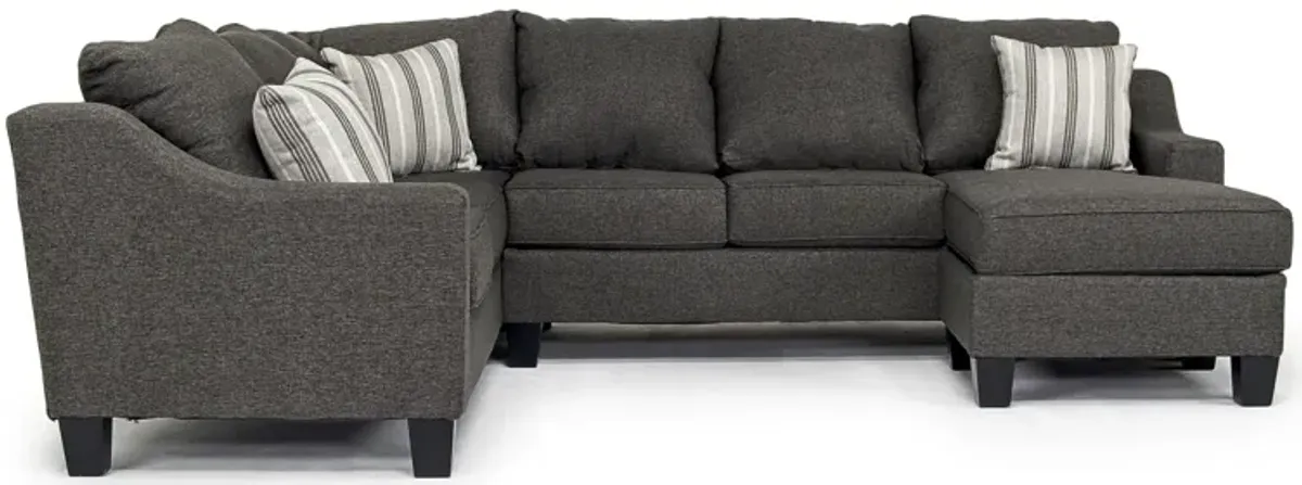 Lucy Tux Sofa Chaise Sectional in Splash Charcoal, Right Facing