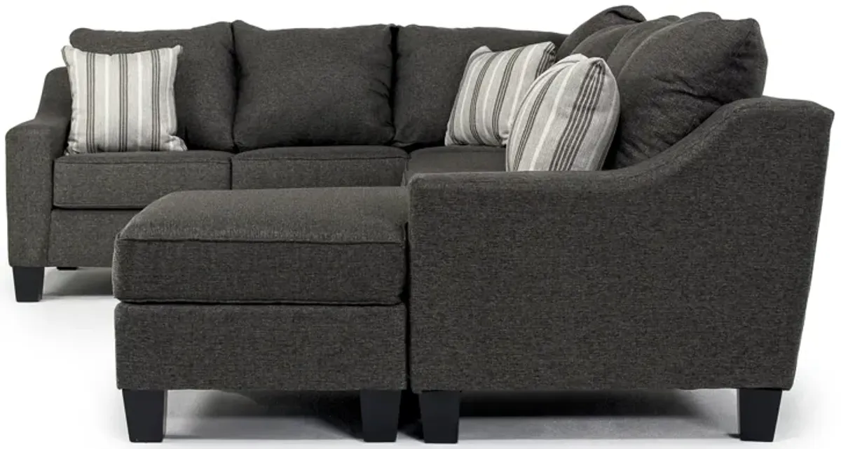 Lucy Tux Sofa Chaise Sectional in Splash Charcoal, Right Facing