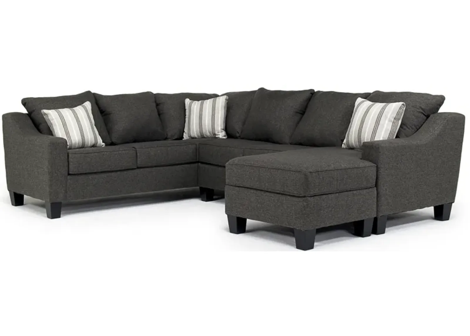 Lucy Tux Sofa Chaise Sectional in Splash Charcoal, Right Facing