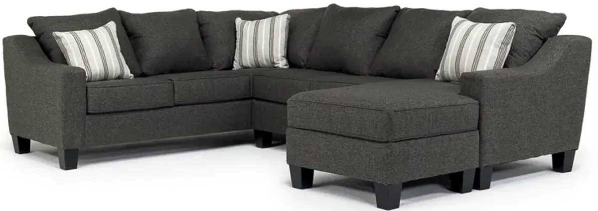 Lucy Tux Sofa Chaise Sectional in Splash Charcoal, Right Facing