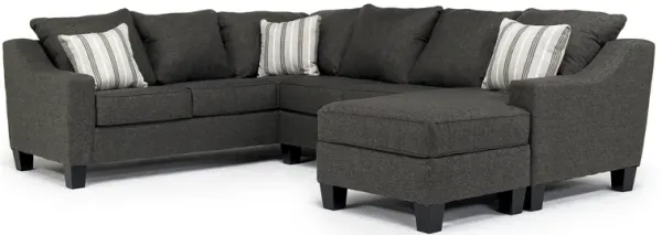 Lucy Tux Sofa Chaise Sectional in Splash Charcoal, Right Facing