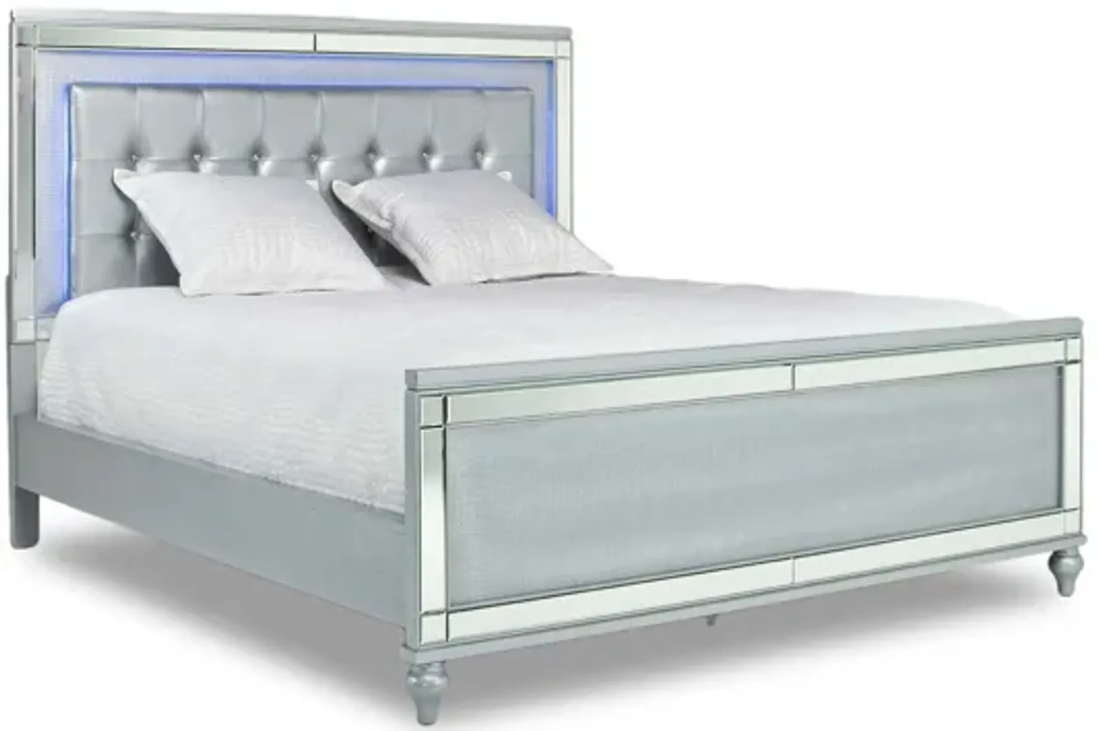 Valentino Panel Bed in Silver, Eastern King