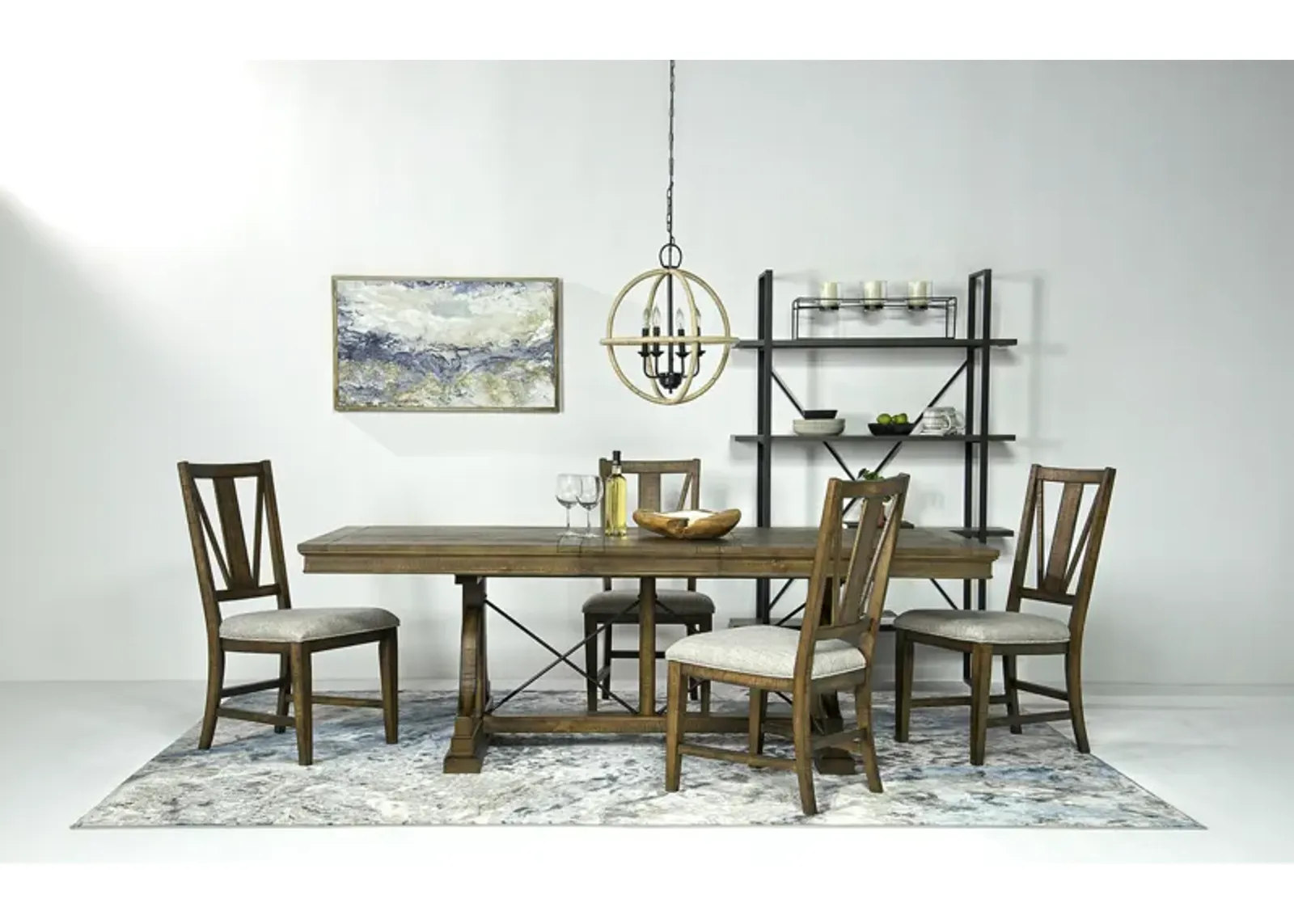 Bay Creek Extendable Dining Table & 4 V-Back Chairs in Toasted Nutmeg