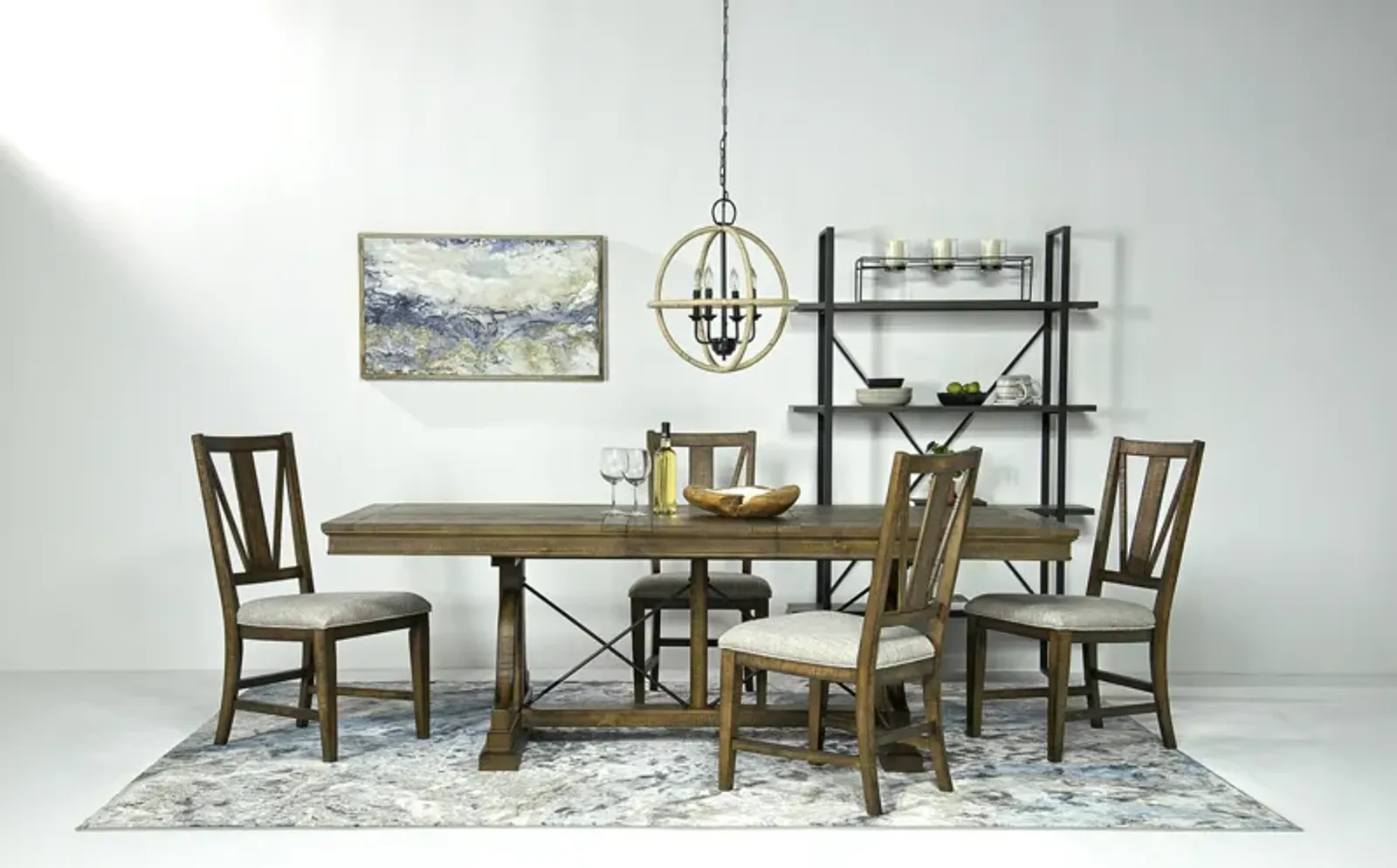 Bay Creek Extendable Dining Table & 4 V-Back Chairs in Toasted Nutmeg