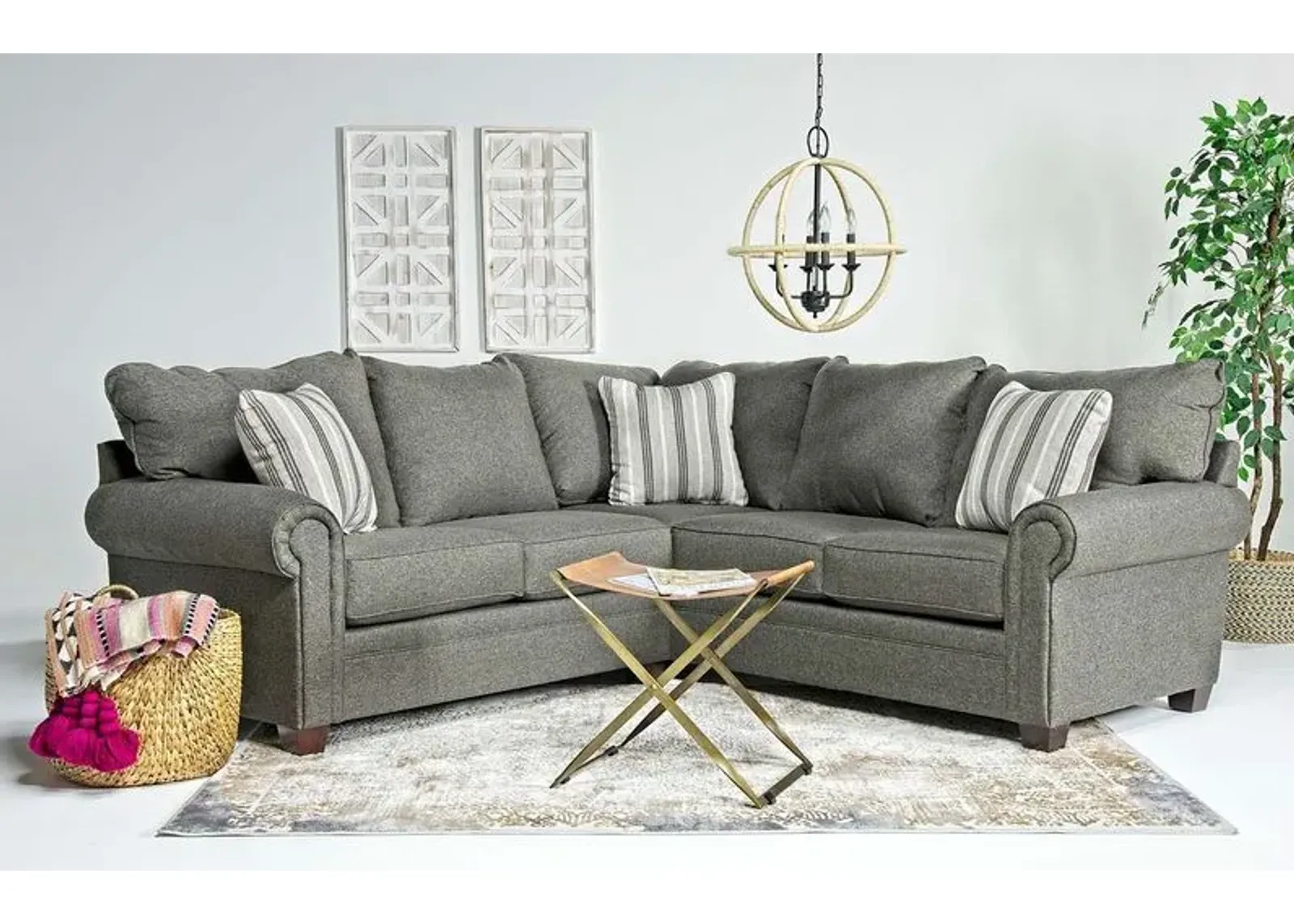 Cordoba Tux Loveseat Sectional in Splash Charcoal, Left Facing