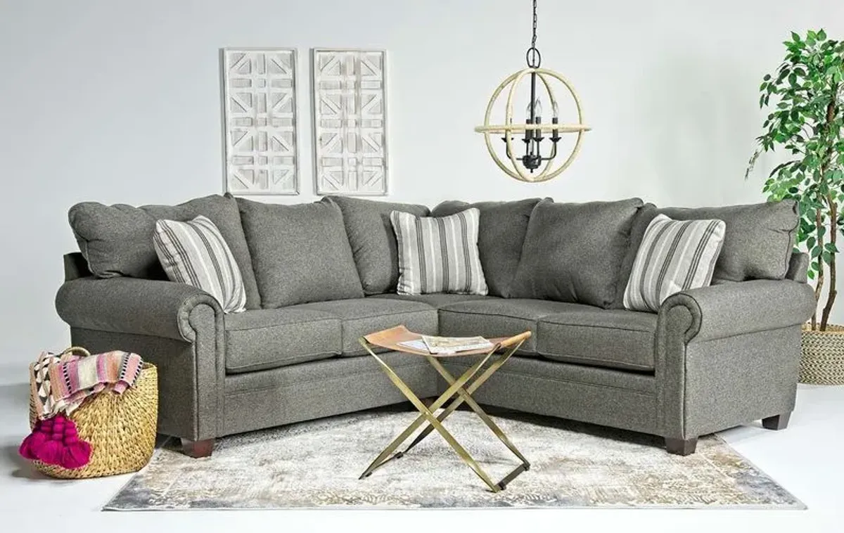 Cordoba Tux Loveseat Sectional in Splash Charcoal, Left Facing