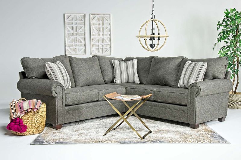 Cordoba Tux Loveseat Sectional in Splash Charcoal, Left Facing