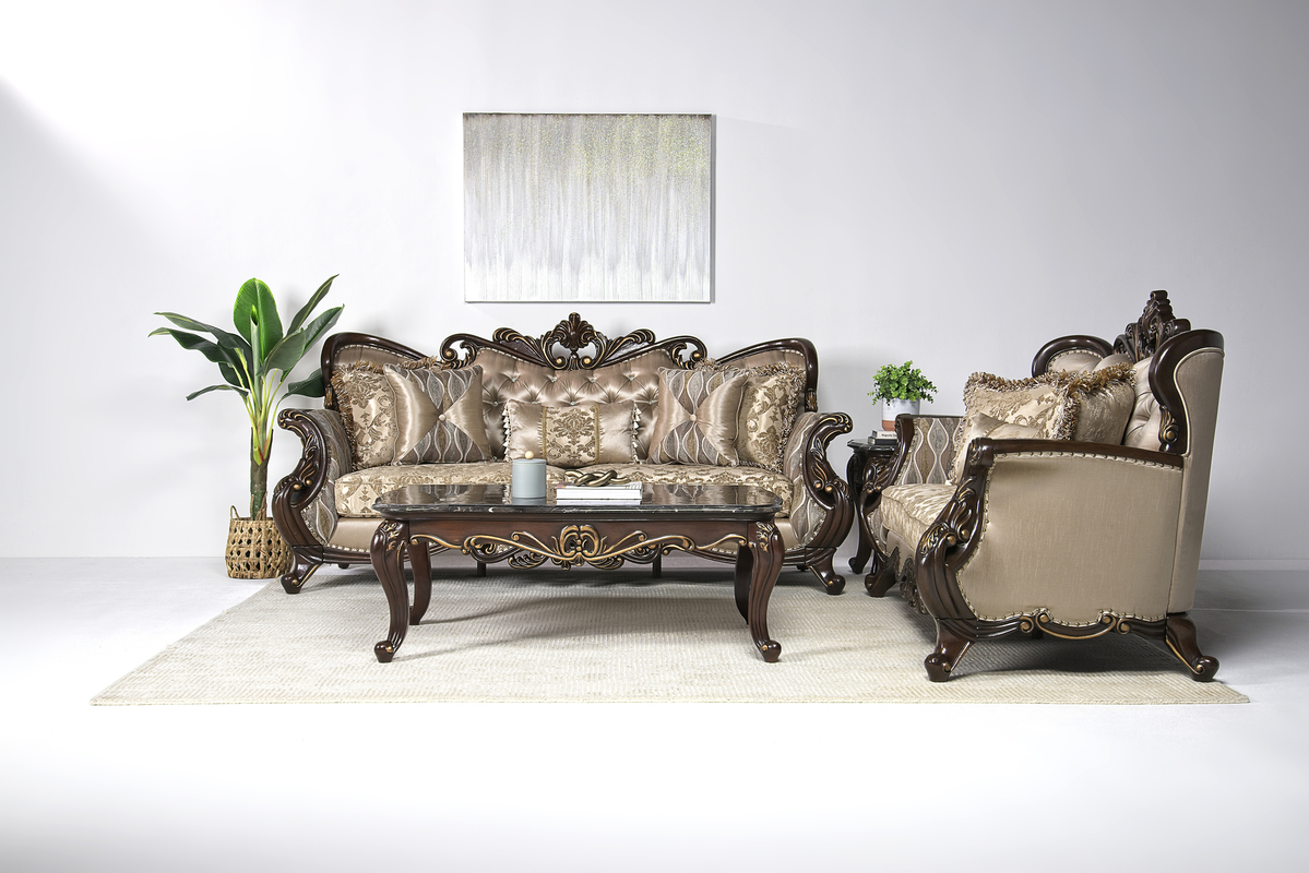 Constantine Sofa & Loveseat in Gold