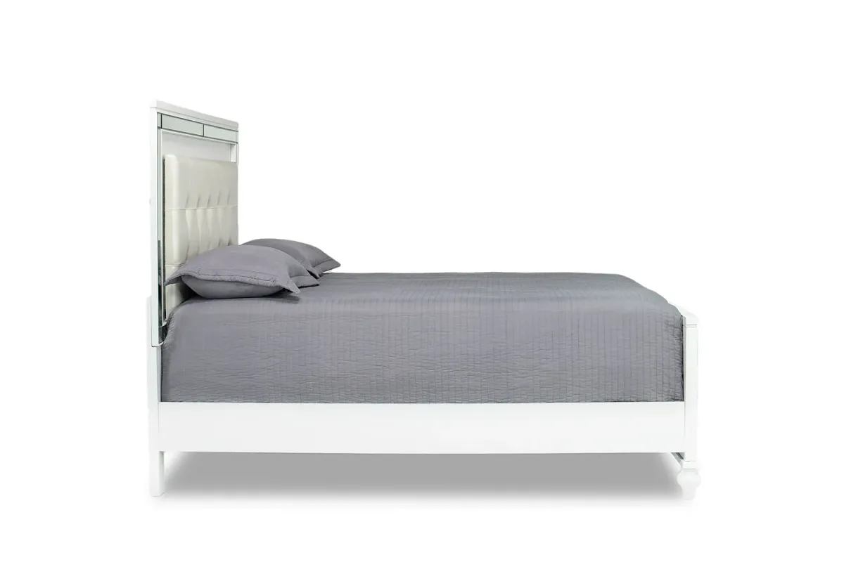 Valentino Panel Bed in White, Full