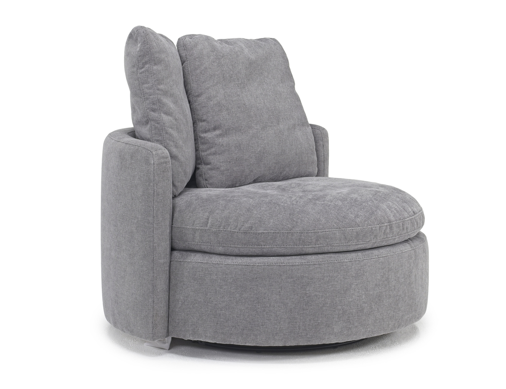 Harrison Swivel Chair in Helio Pewter 100