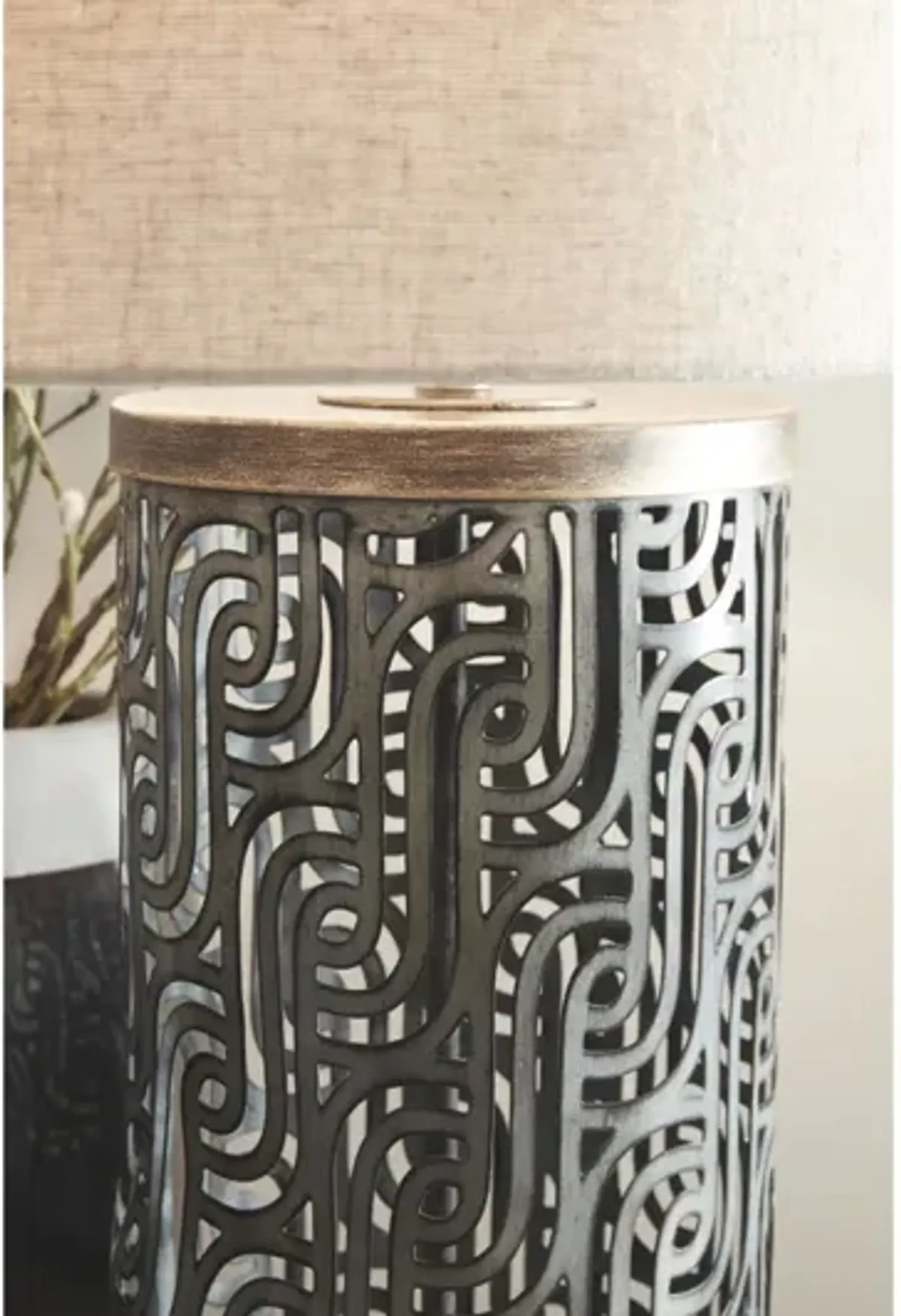 Dayo Table Lamp in Gray/Gold Finish