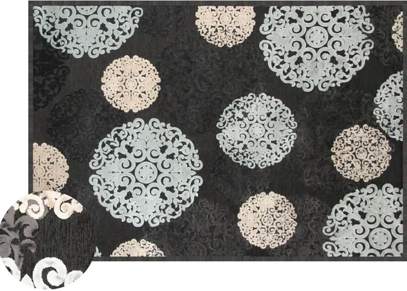 Napa Rug in Charcoal Snowflake, 8 X 10