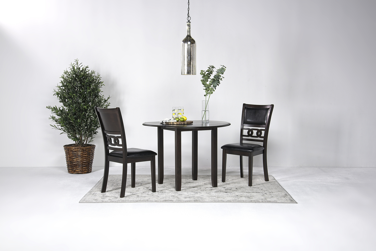 Gia Extendable Round Dining Table & 2 Chairs in Dark Brown