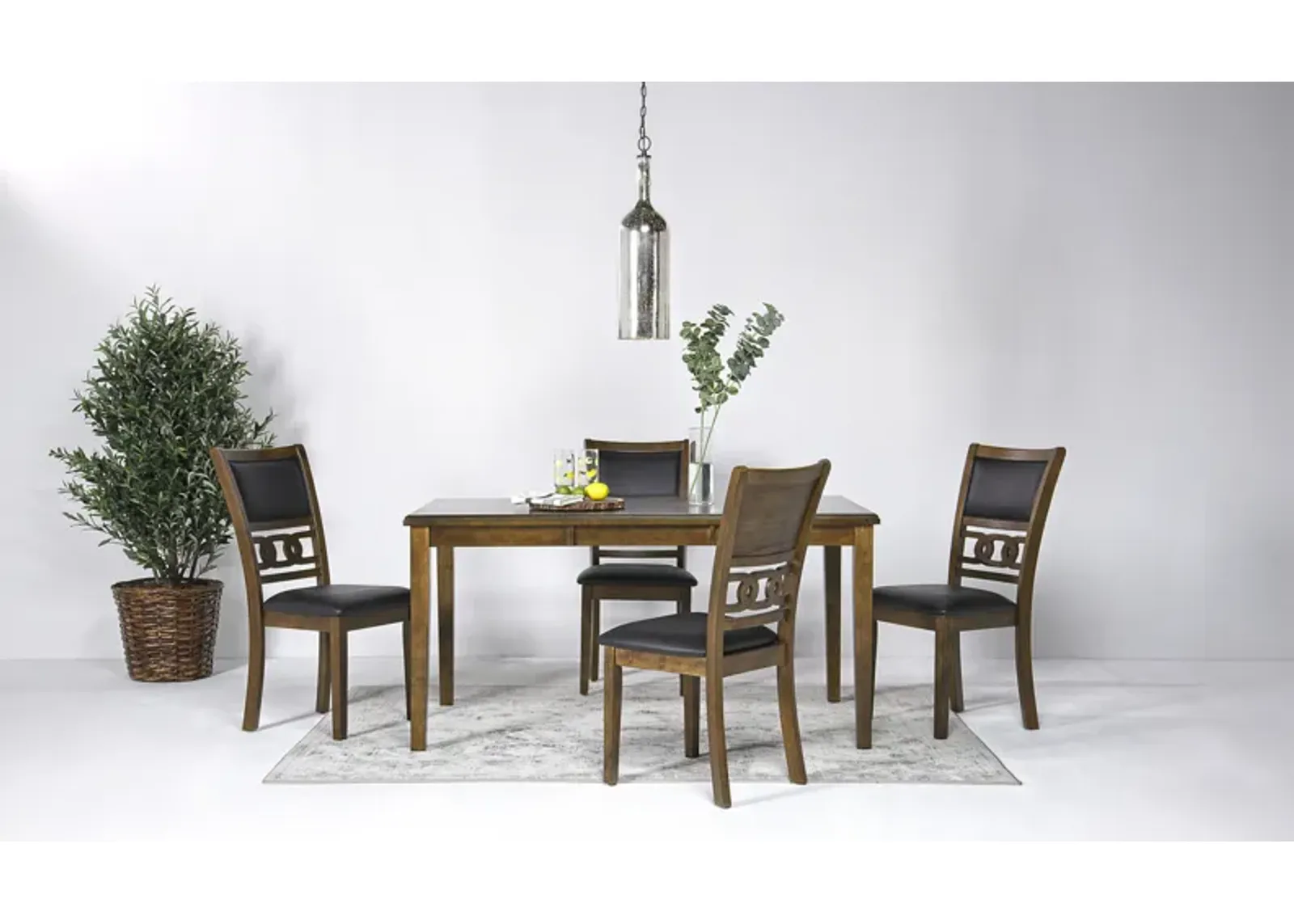 Gia Dining Table, 4 Chairs & Bench in Light Brown