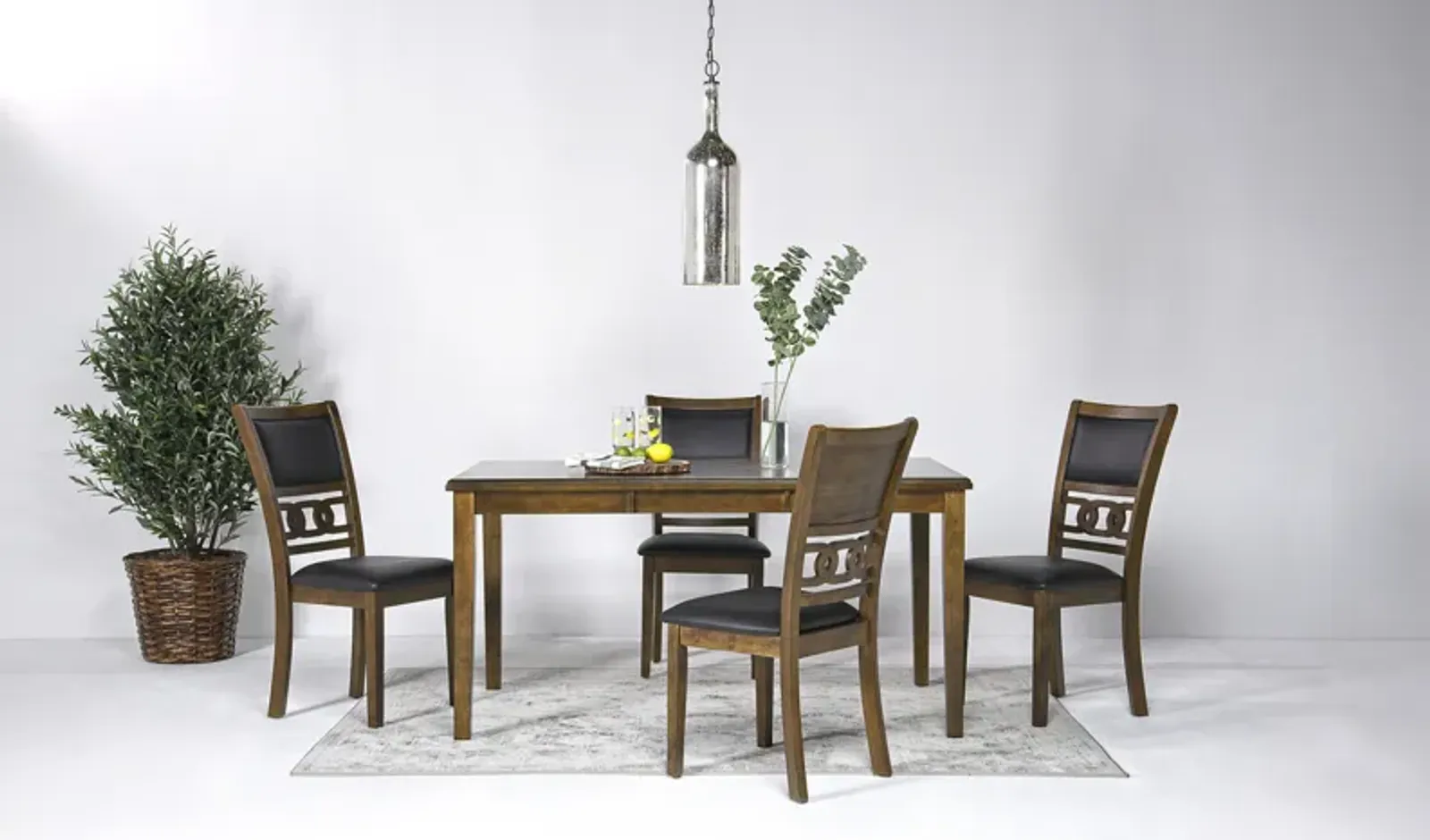 Gia Dining Table, 4 Chairs & Bench in Light Brown