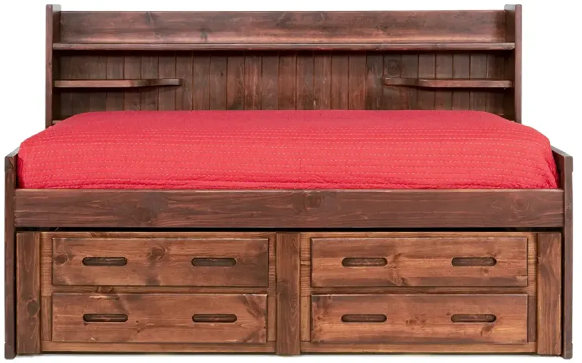 Young Pioneer Sideways Captain Bed w/ 4 Drawer Storage in Cinnamon, Twin