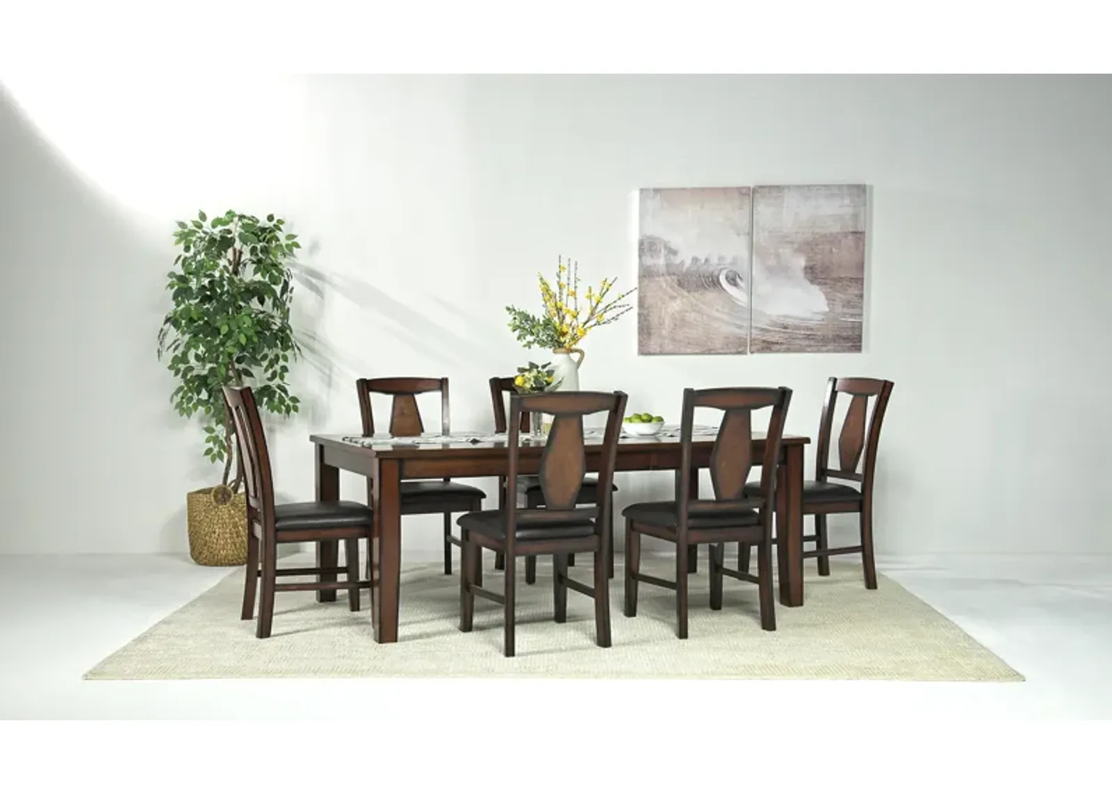 Napa Extendable Dining Table & 6 Chairs in Brown