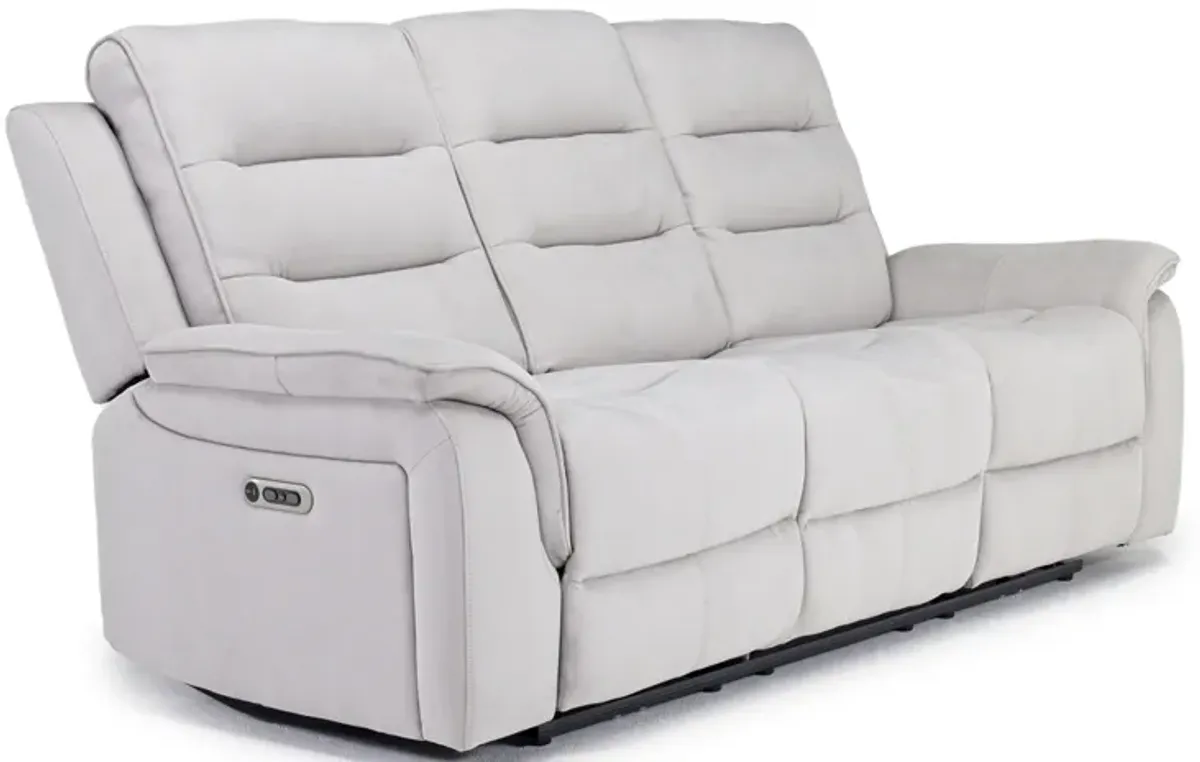 Chanell 2 Power Sofa in New Nappa Light Gray 