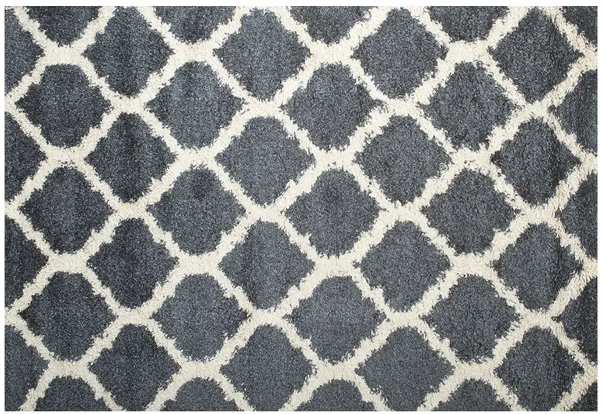 Comfort Shag Rug in Blue Geometric, 8 X 10