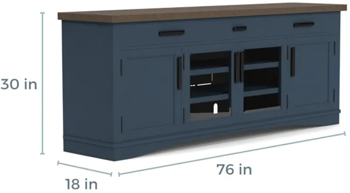 Americana Media Console in Blue, 76 Inch