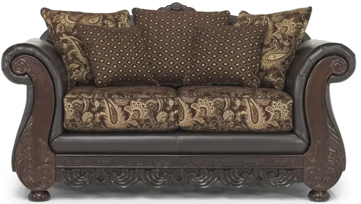 Jupiter Loveseat in Gold & Dark Brown