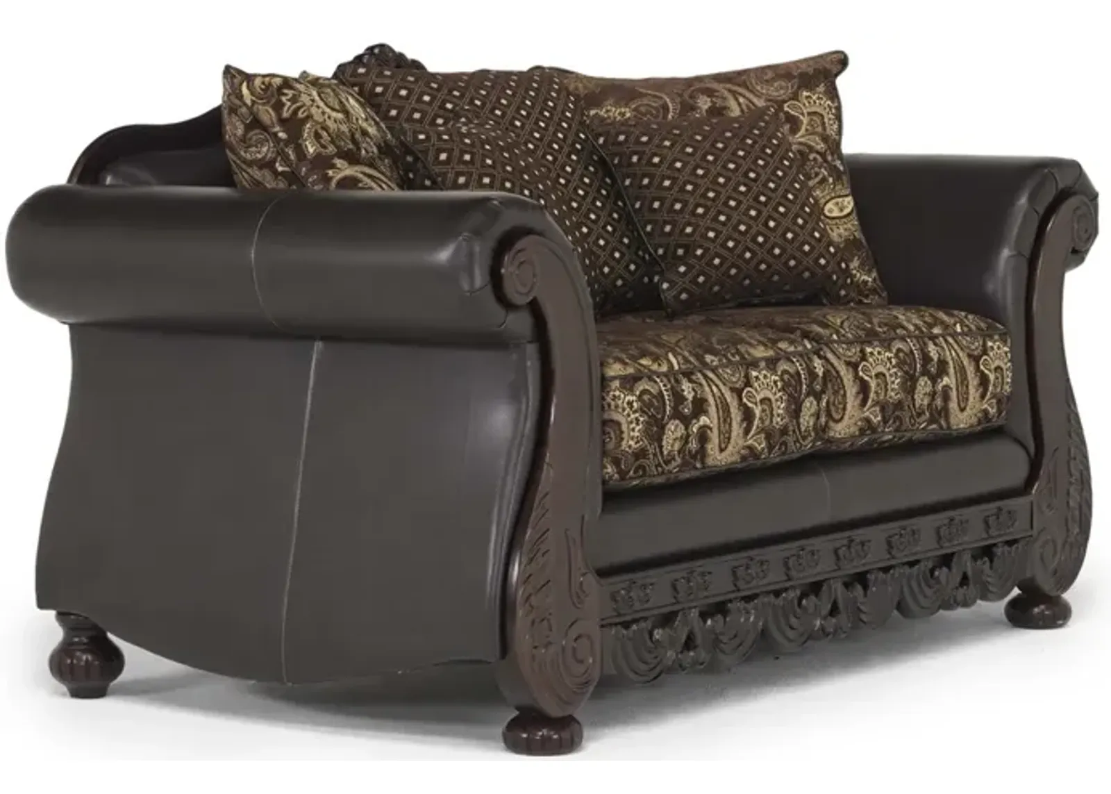 Jupiter Loveseat in Gold & Dark Brown