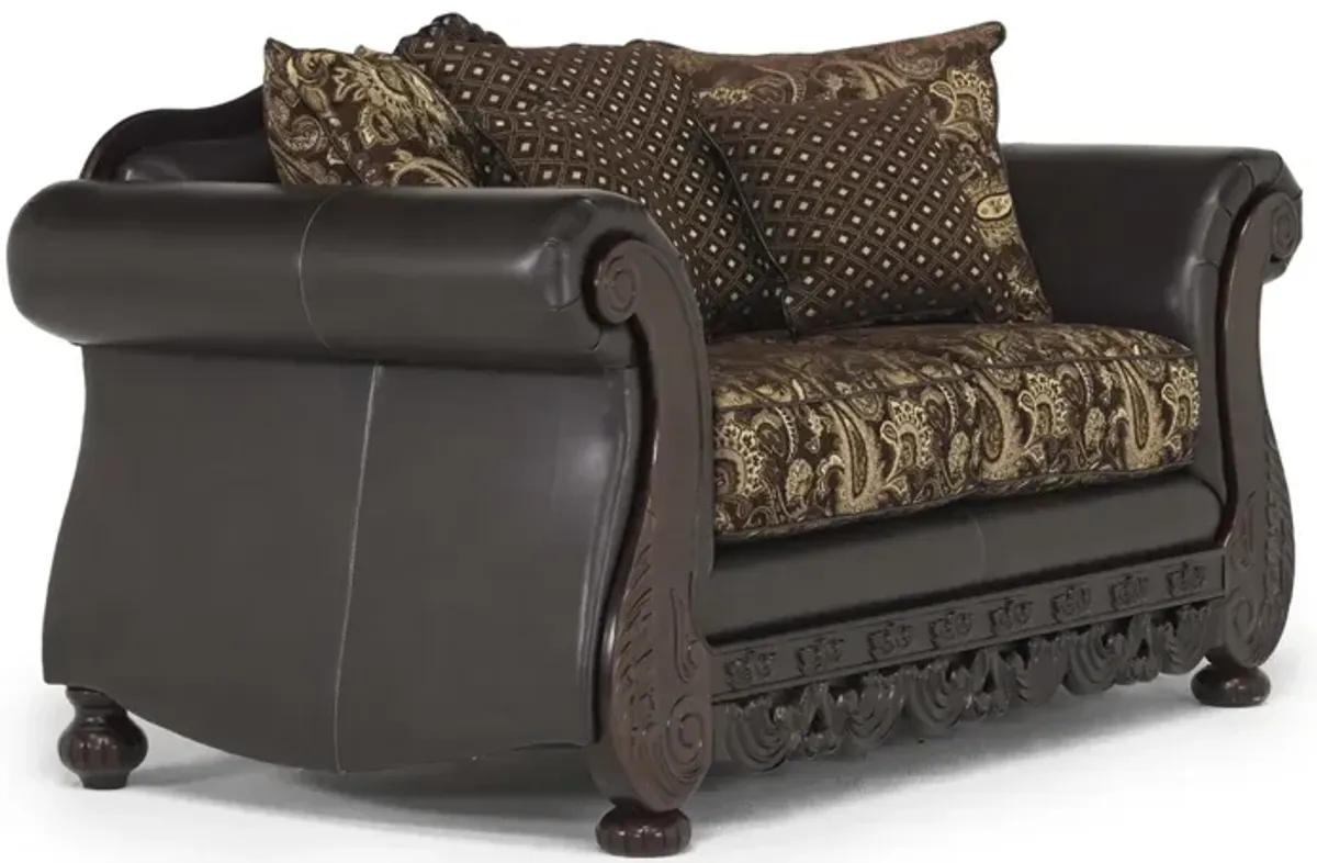 Jupiter Loveseat in Gold & Dark Brown