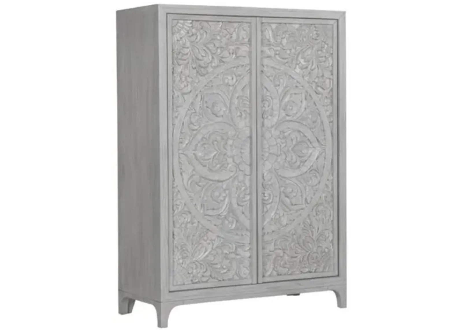 Boho Chic Armoire in Washed White