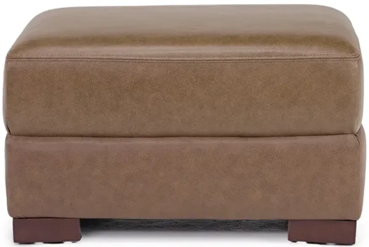 York Ottoman in York Chestnut Leather