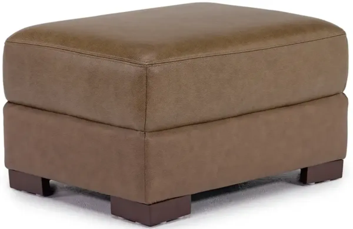 York Ottoman in York Chestnut Leather