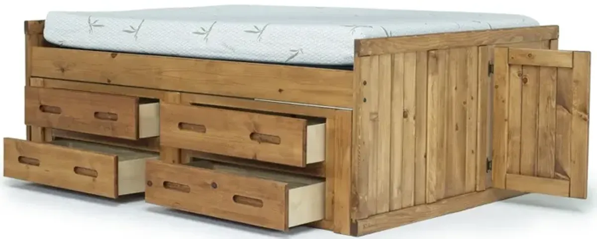 Young Pioneer Captain Bed w/ 4 Drawer Storage in Natural, Twin