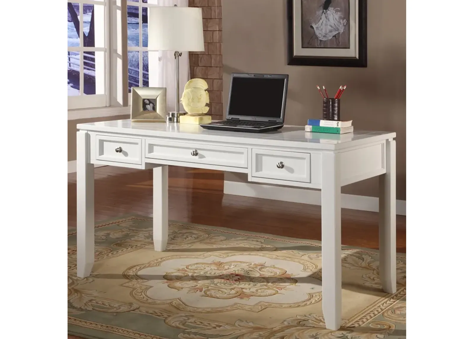 Boca 57 Inch Writing Desk in Cottage White